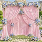 50x10ft Pink Backdrop Curtain Panels for Parties - Wrinkle Free Polyester Photo Curtain Backdrop Wedding Back