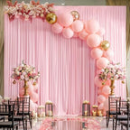 50x10ft Pink Backdrop Curtain Panels for Parties - Wrinkle Free Polyester Photo Curtain Backdrop Wedding Back, alternate view