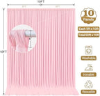 50x10ft Pink Backdrop Curtain Panels for Parties - Wrinkle Free Polyester Photo Curtain Backdrop Wedding Back, alternate view