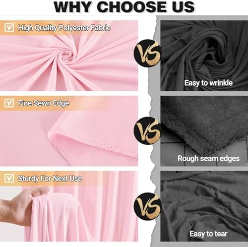 50x10ft Pink Backdrop Curtain Panels for Parties - Wrinkle Free Polyester Photo Curtain Backdrop Wedding Back, alternate view