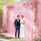 50x10ft Pink Backdrop Curtain Panels for Parties - Wrinkle Free Polyester Photo Curtain Backdrop Wedding Back, alternate view