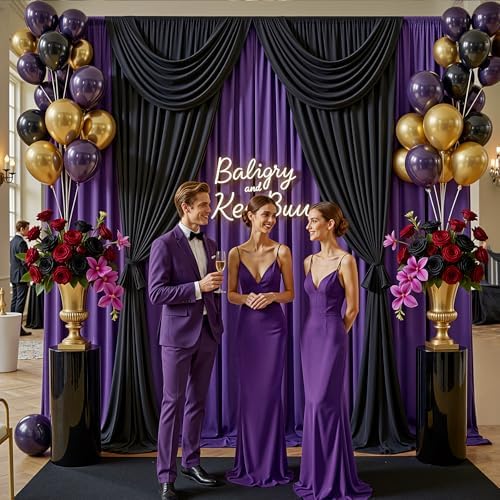 50x10ft Purple Backdrop Curtains for Parties, 10 Panels 5x10ft Wrinkle-Free Polyester Background Curtains for, alternate view