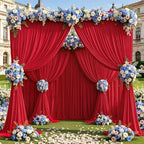 50x10ft Red Backdrop Curtain Panels for Parties - Wrinkle Free Polyester Photo Curtain Backdrop Wedding Back