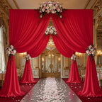 50x10ft Red Backdrop Curtain Panels for Parties - Wrinkle Free Polyester Photo Curtain Backdrop Wedding Back, alternate view