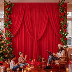 50x10ft Red Backdrop Curtain Panels for Parties - Wrinkle Free Polyester Photo Curtain Backdrop Wedding Back, alternate view