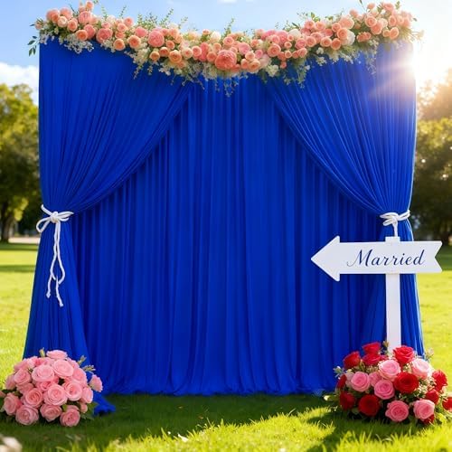 50x10ft Royal Blue Backdrop Curtain Panels for Parties - Wrinkle Free Polyester Photo Curtain Backdrop Wedding, alternate