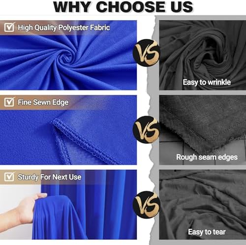 50x10ft Royal Blue Backdrop Curtain Panels for Parties - Wrinkle Free Polyester Photo Curtain Backdrop Wedding, alternate