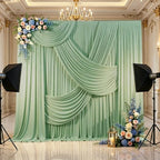 50x10FT Sage Green Backdrop Curtains for Parties, 10 Panels Wrinkle-Free Photo Backdrop Drapes, Thickened, alternate view 6