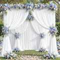 50x10ft White Backdrop Curtain Panels for Parties - Wrinkle Free Polyester Photo Curtain Backdrop Wedding Back