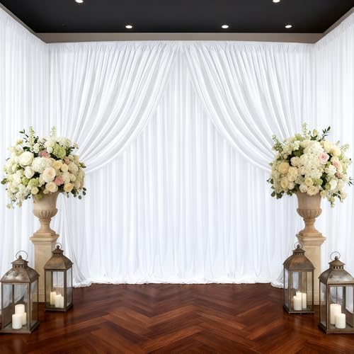 50x10ft White Backdrop Curtain Panels for Parties - Wrinkle Free Polyester Photo Curtain Backdrop Wedding Back, alternate