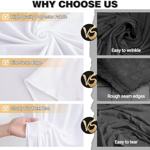 50x10ft White Backdrop Curtain Panels for Parties - Wrinkle Free Polyester Photo Curtain Backdrop Wedding Back, alternate