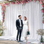 50x10ft White Backdrop Curtain Panels for Parties - Wrinkle Free Polyester Photo Curtain Backdrop Wedding Back, alternate