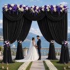 50x12 ft Black Backdrop Curtains for Wedding, Halloween Party in 50FT(W) x 12FT(H) in Black, alternate view 2