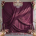 50x12 ft Burgundy Backdrop Curtains for Weddings, Birthdays and Photos in 50x12 ft