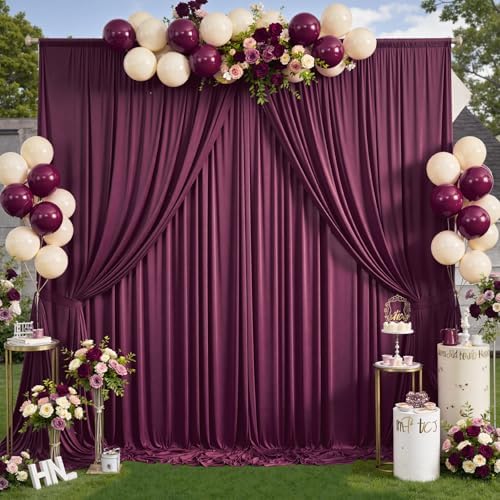 50x12 ft Burgundy Backdrop Curtains for Weddings, Birthdays and Photos in 50x12 ft, alternate view 2
