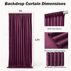 50x12 ft Burgundy Backdrop Curtains for Weddings, Birthdays and Photos in 50x12 ft, alternate view 5