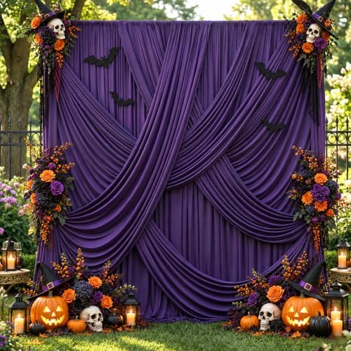 50x12 ft Deep Purple Backdrop Curtains for Weddings, Birthdays and Photos in 50x12 ft