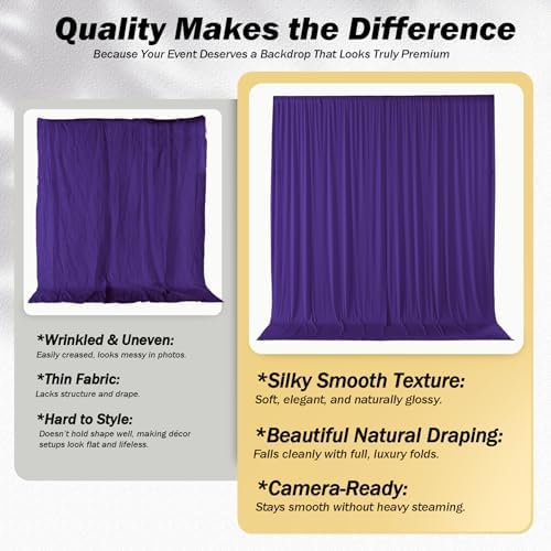 50x12 ft Deep Purple Backdrop Curtains for Weddings, Birthdays and Photos in 50x12 ft, alternate view 3