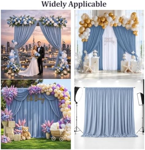 50x12 ft Dusty Blue Backdrop Curtains for Wedding, Party and Photo in 50FT(W) x 12FT(H) in Dusty Blue, alternate view 5