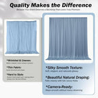 50x12 ft Dusty Blue Backdrop Curtains for Weddings, Birthdays and Photos in 50x12 ft, alternate view 3