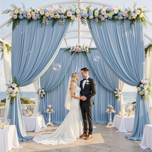 50x12 ft Dusty Blue Backdrop Curtains for Weddings, Birthdays and Photos in 50x12 ft, alternate view 6