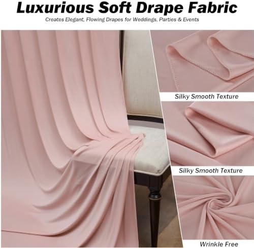 50x12 ft Dusty Pink Backdrop Curtains for Weddings, Birthdays and Photos in 50x12 ft, alternate view 2