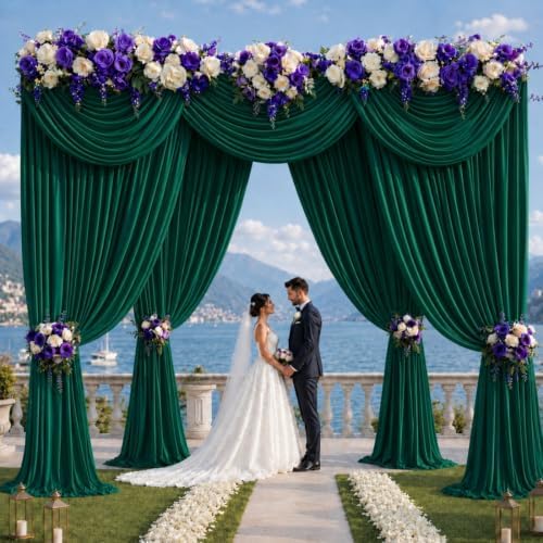 50x12 ft Green Backdrop Curtains for Wedding, Party and Photo in 50FT(W) x 12FT(H) in Green, alternate view 2