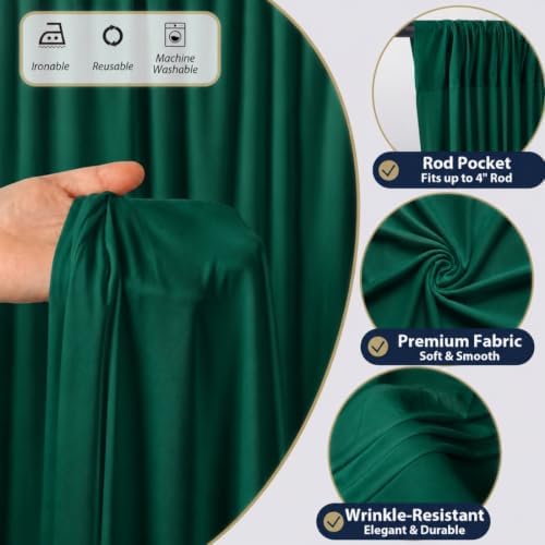 50x12 ft Green Backdrop Curtains for Wedding, Party and Photo in 50FT(W) x 12FT(H) in Green, alternate view 4