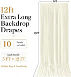 50x12 ft Ivory Backdrop Curtains for Wedding, Party and Photo in 50FT(W) x 12FT(H) in Ivory, alternate view 6