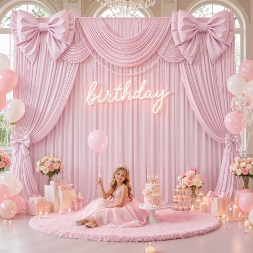 50x12 ft Light Pink Backdrop Curtains for Weddings, Birthdays and Photos in 50x12 ft, alternate view 6