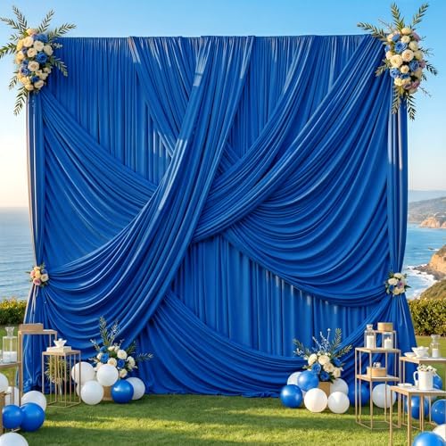 50x12 ft Royal Blue Backdrop Curtains for Weddings, Birthdays and Photos in 50x12 ft