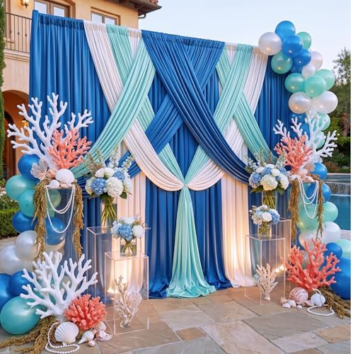 50x12 ft Royal Blue Backdrop Curtains for Weddings, Birthdays and Photos in 50x12 ft, alternate view 2