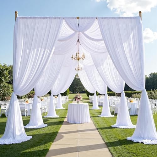 50x12 ft White Backdrop Curtains for Weddings Parties, Birthdays and Photos in 50x12 ft, alternate view 2