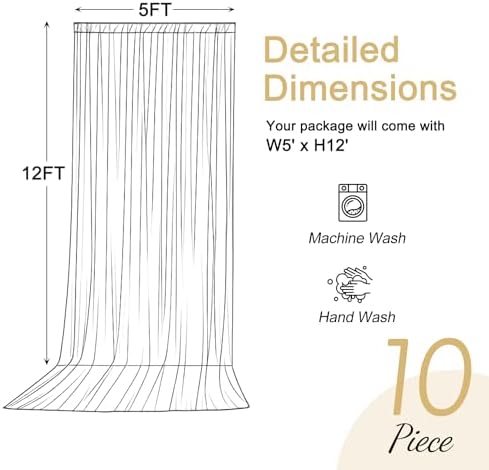 50x12ft Brown Backdrop Curtains for Parties Wrinkle Free Fabric Backdrop Curtain Birthday Photo Drapes Backdrop, alternate