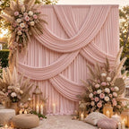 50x12ft Dusty Rose Backdrop Curtain, 10 Panels 5x12ft Thick Wrinkle-Free Polyester Fabric, Professional, alternate view 5