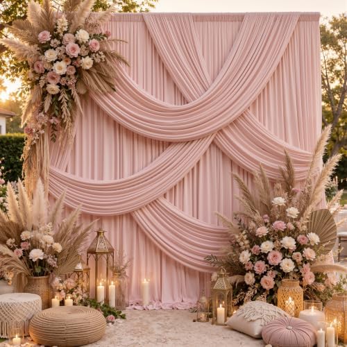 50x12ft Dusty Rose Backdrop Curtain, 10 Panels 5x12ft Thick Wrinkle-Free Polyester Fabric, Professional, alternate view 5