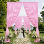 50x15 ft Drapes for Backdrop, Pink Curtains for Weddings, Parties in 5ft(W)x15ft(H)_10 Panels in Pink, alternate view 2