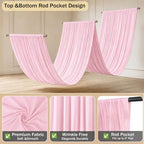 50x15 ft Drapes for Backdrop, Pink Curtains for Weddings, Parties in 5ft(W)x15ft(H)_10 Panels in Pink, alternate view 3