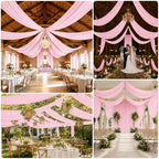 50x15 ft Drapes for Backdrop, Pink Curtains for Weddings, Parties in 5ft(W)x15ft(H)_10 Panels in Pink, alternate view 5