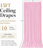 50x15 ft Drapes for Backdrop, Pink Curtains for Weddings, Parties in 5ft(W)x15ft(H)_10 Panels in Pink, alternate view 7