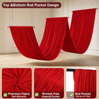 50x15 ft Drapes for Backdrop, Red Curtains for Weddings, Parties in 5ft(W)x15ft(H)_10 Panels in Red, alternate view 3