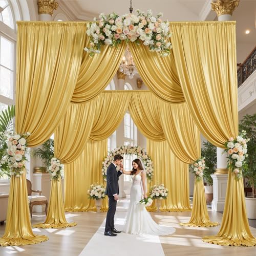 50x15FT Gold Sequin Backdrop Curtain Double Sided in 50x15FT