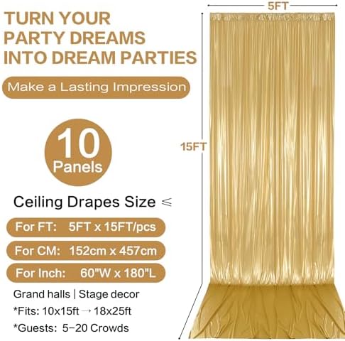 50x15FT Gold Sequin Backdrop Curtain Double Sided in 50x15FT, alternate view 6