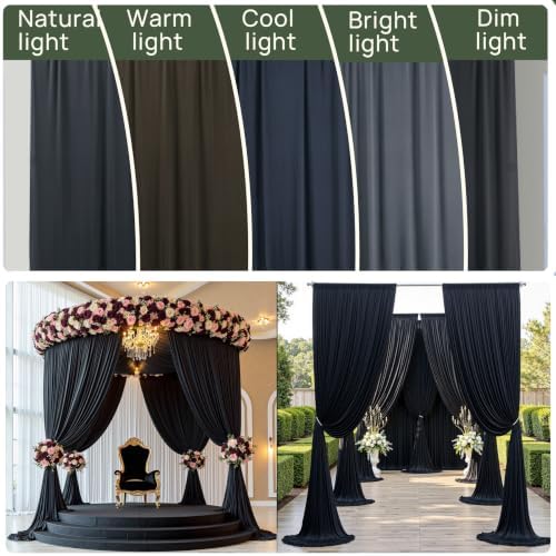 50x16 ft Black Backdrop Curtains for Wedding Parties, Birthdays, Halloween in 50x16 ft, alternate view 4