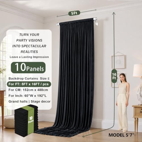 50x16 ft Black Backdrop Curtains for Wedding Parties, Birthdays, Halloween in 50x16 ft, alternate view 5