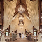 50x16 ft Champagne Backdrop Curtains for Weddings, Birthdays, Halloween in 50x16 ft, alternate view 3
