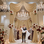 50x16 ft Champagne Backdrop Curtains for Weddings, Birthdays, Halloween in 50x16 ft, alternate view 5