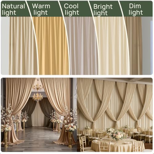 50x16 ft Champagne Backdrop Curtains for Weddings, Birthdays, Halloween in 50x16 ft, alternate view 6