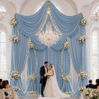 50x16 ft Dusty Blue Backdrop Curtains for Weddings, Birthdays, Halloween in W5' x H16'(10 panels) in Dusty Blue, alternate
