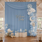 50x16 ft Dusty Blue Backdrop Curtains for Weddings, Birthdays, Halloween in W5' x H16'(10 panels) in Dusty Blue, alternate